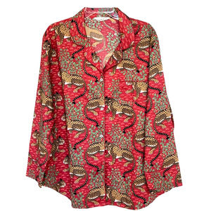 Printfresh Long Sleeve Pajama Top Bagheera Leopard Print Scarlet Red XL